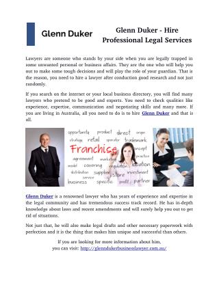 Glenn Duker - Hire Professional Legal Services