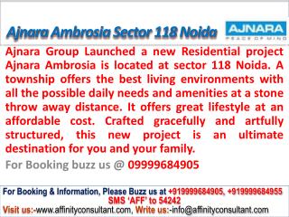 Ajnara Group Ambrosia @9999684905 Apartment Sector 118 Noida