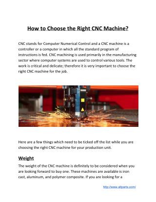 How to Choose the Right CNC Machine?