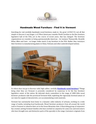 Handmade Wood Furniture - Find It in Vermont