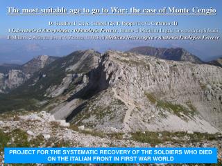 PROJECT FOR THE SYSTEMATIC RECOVERY OF THE SOLDIERS WHO DIED ON THE ITALIAN FRONT IN FIRST WAR WORLD