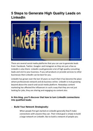 5 Steps to Generate High Quality Leads on LinkedIn