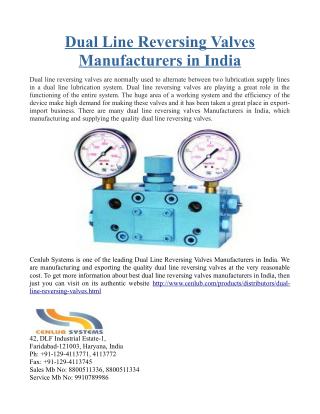 Dual Line Reversing Valves Manufacturers in India