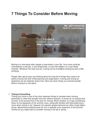 7 Things To Consider Before Moving
