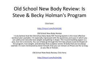 Old School New Body Review: Is Steve & Becky Holman's Program