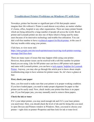 Troubleshoot printer problems on windows pc with ease