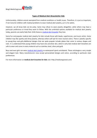 Types of Medical Alert Bracelets for Kids
