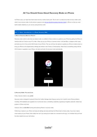 All You Should Know About Recovery Mode on iPhone