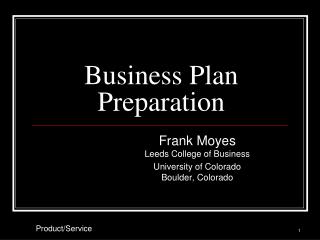 Business Plan Preparation