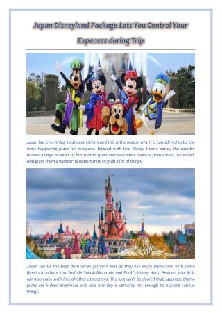 Japan Disneyland Package Lets You Control Your Expenses during Trip