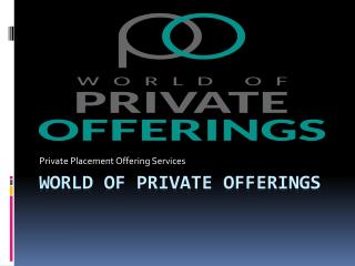 Private Placement Offering Services