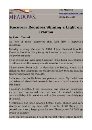 Recovery Requires Shining a Light on Trauma