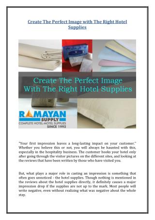 Create The Perfect Image with The Right Hotel Supplies