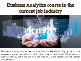 Business Analytics course in the current job industry