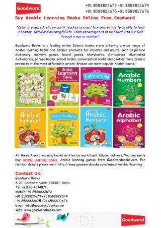 Buy Arabic Learning Books Online From Goodword