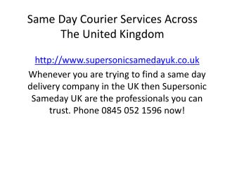 Same Day Courier Services - Same Day Delivery Services