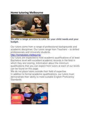 Home tutoring Melbourne