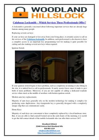 Calabasas locksmith – Which services these professionals offer?