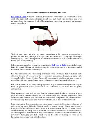 Unknown Health Benefits of Drinking Red Wine