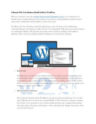 6 Reasons Why Your Business Should Switch to WordPress