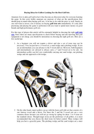 Buying Ideas for Golfers Looking For the Best Golf Sets