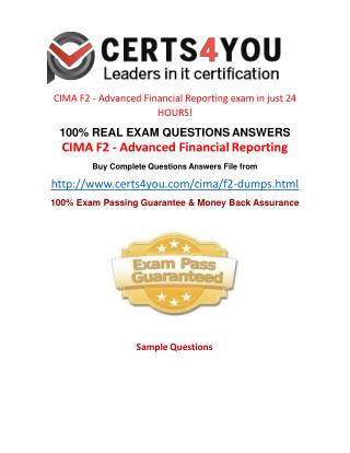 Cima F2 Exam Questions
