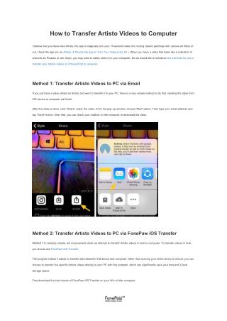 How to Transfer Artisto Videos to Computer