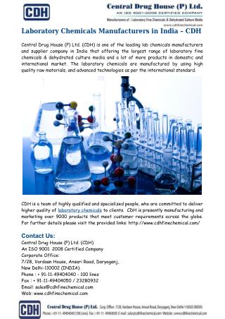 Laboratory Chemicals Manufacturers India – CDH