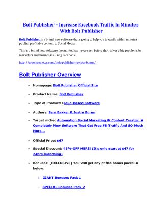 Bolt Publisher review & huge 100 bonus items