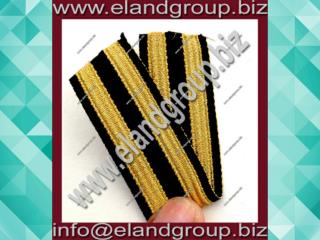 Black Lace Double Golden Stripe Fancy Military Braid