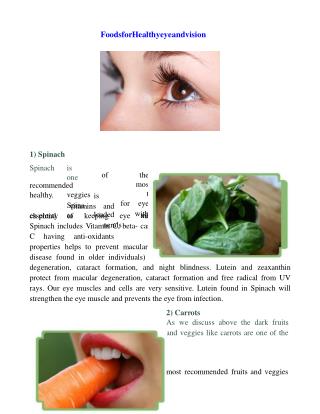 Nutrient rich food for healthy eye and vision