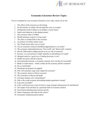 Economics Literature Review