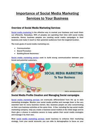 Importance of social media marketing services to your business