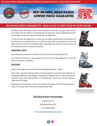 ESS BOARD STORE PARRAMATTA - IDEAL PLACE TO FIND YOUR SKI GEAR ONLINE
