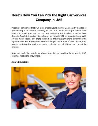 Here’s How You Can Pick the Right #Car Services Company in #UAE