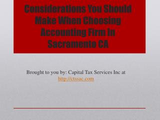 Considerations You Should Make When Choosing Accounting Firm In Sacramento CA
