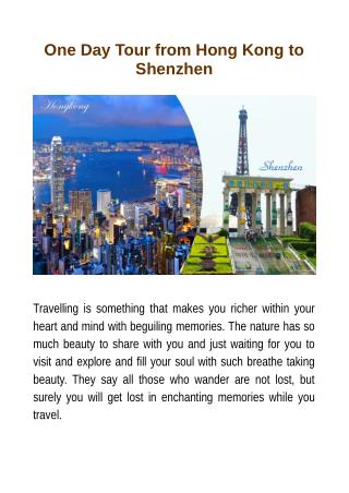 One Day Tour from Hong Kong to Shenzhen
