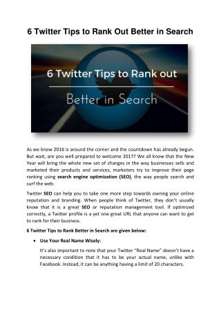 6 Twitter Tips to Rank out Better in Search