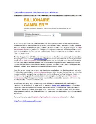how to make money fast
