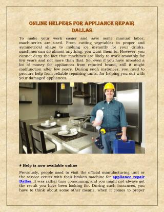 Online Helpers For Appliance Repair Dallas