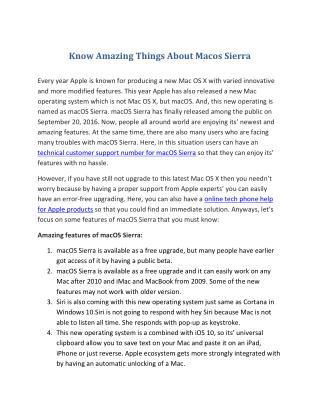 Know Amazing Things About Macos Sierra