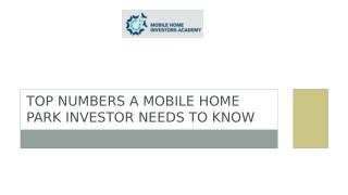 Top Numbers A Mobile Home Park Investor Needs To Know