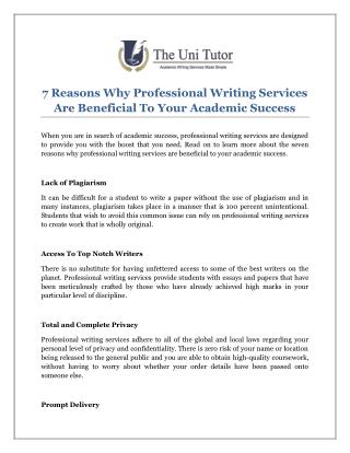 7 Reasons Why Professional Writing Services Are Beneficial To Your Academic Success