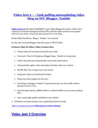 Video Jeet 2 reviews and bonuses Video Jeet 2