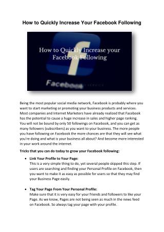 How to Quickly Increase Your Facebook Following