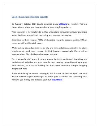 Google Launches Shopping Insights