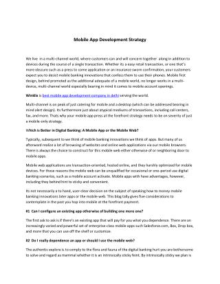 Mobile App Development Strategy