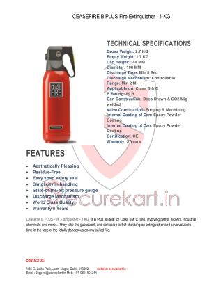 Features OF Ceasefire B PLUS Fire Extinguisher - 1 KG