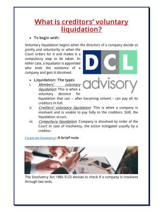 What is creditors’ voluntary liquidation?