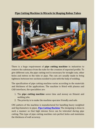 Pipe Cutting Machine Is Miracle In Shaping Robus Tubes